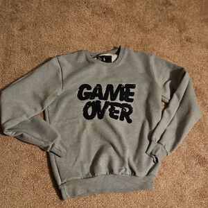 Polo Jeans Gray Crewneck Sweatshirt with Black "GAME OVER" Graphic